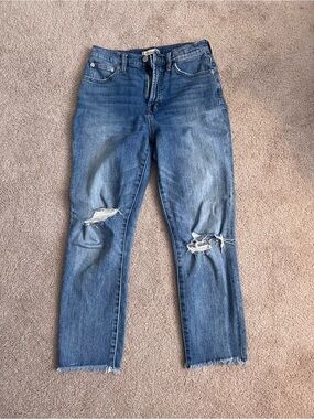 Madewell Blue Distressed Straight-Leg Jeans